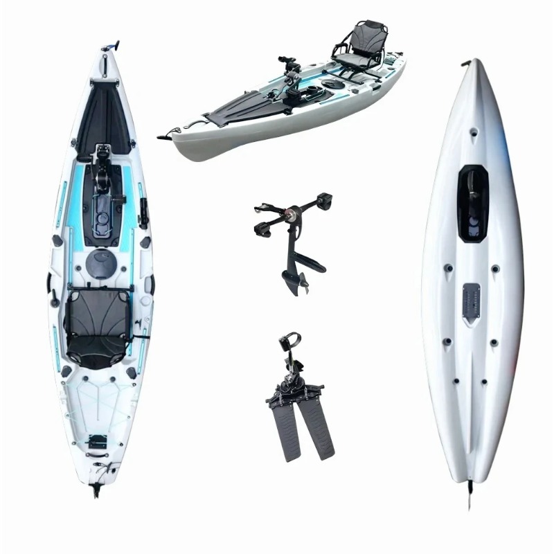 Fishing Kayak Sit In - バイキング12フィートペダルドライブカヤック、シットオントップフィッシングカヤック（ラダー付き）、大人用電動カヤック（カラーロゴ入り）